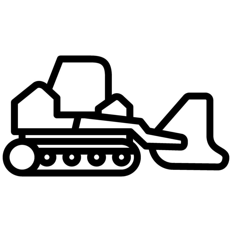 Bulldozer Heavy Machine Outline Icon - Heavy Machinery Outline Icon vector