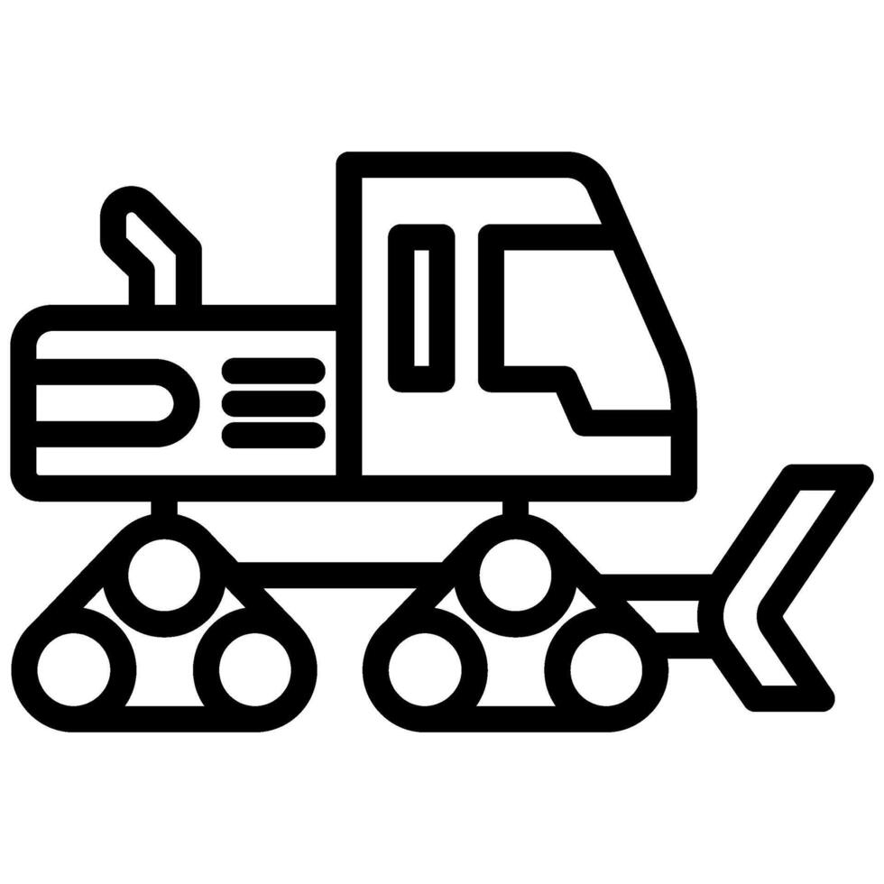 Snowcat Outline Icon - Heavy Machinery Outline Icon vector
