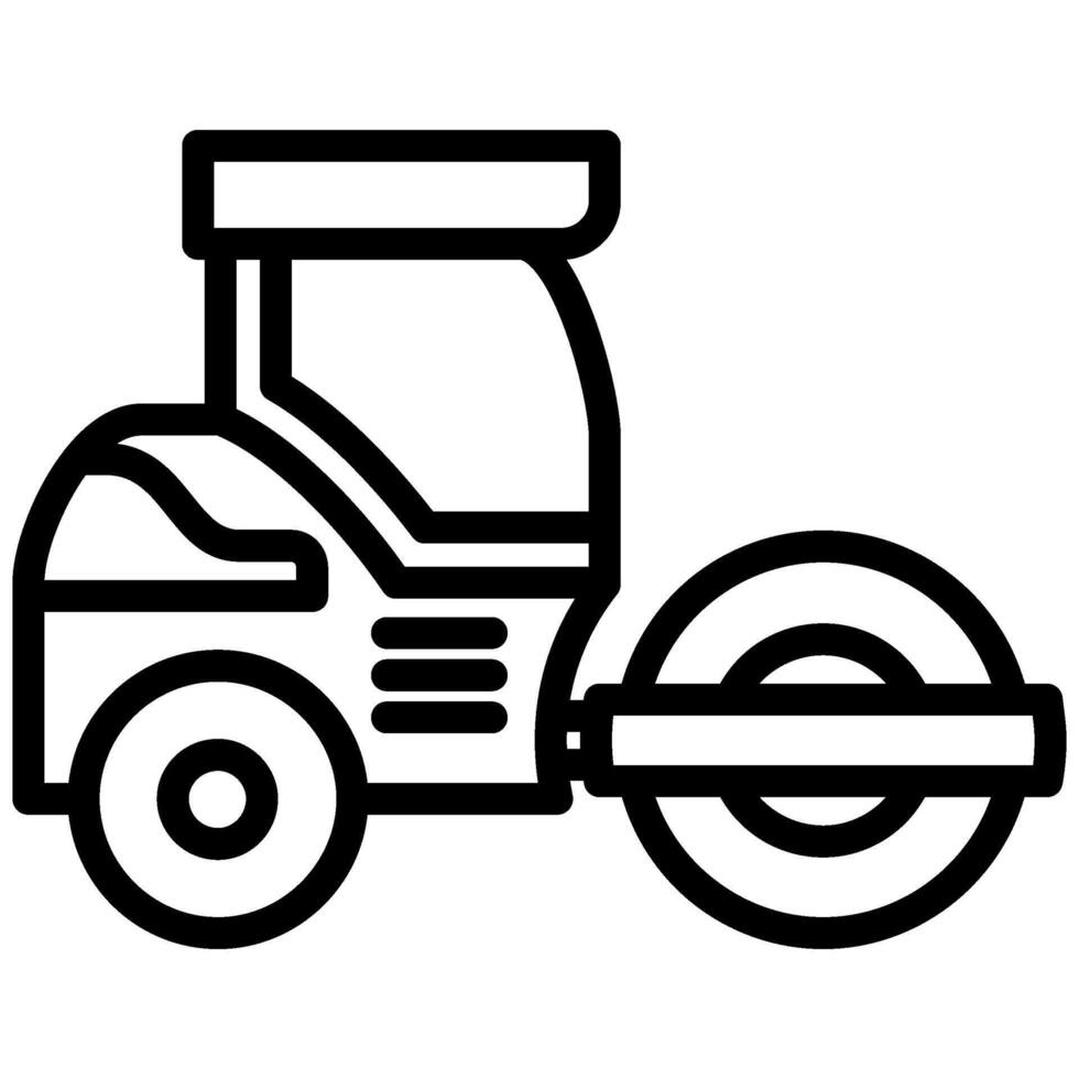 Road Roller Outline Icon - Heavy Machinery Outline Icon vector