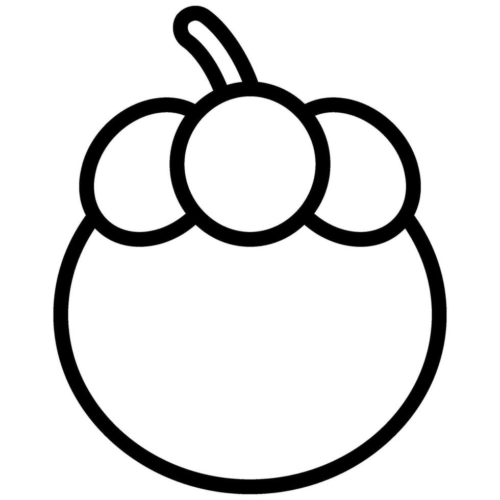 Mangosteen Icon, Black And White Outline Icon Symbol vector