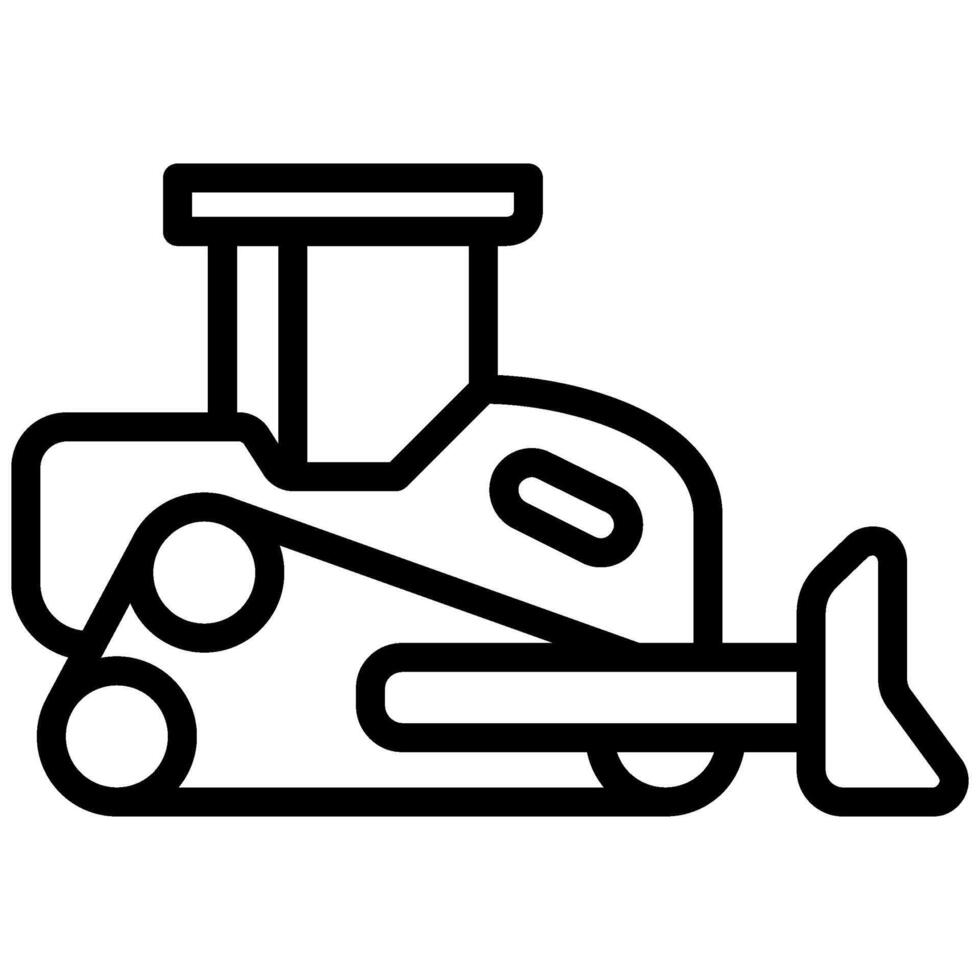 Bulldozer Outline Icon - Heavy Machinery Outline Icon vector