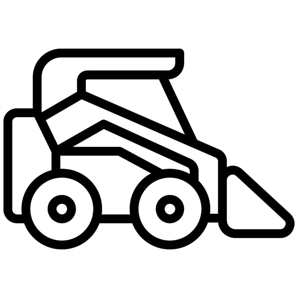 Skid Steer Outline Icon - Heavy Machinery Outline Icon vector