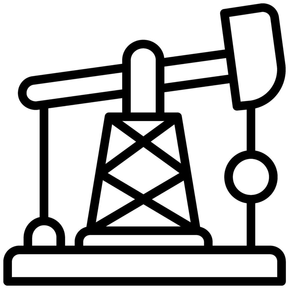 Oil Derrick Icon, Black And White Outline Icon Symbol vector
