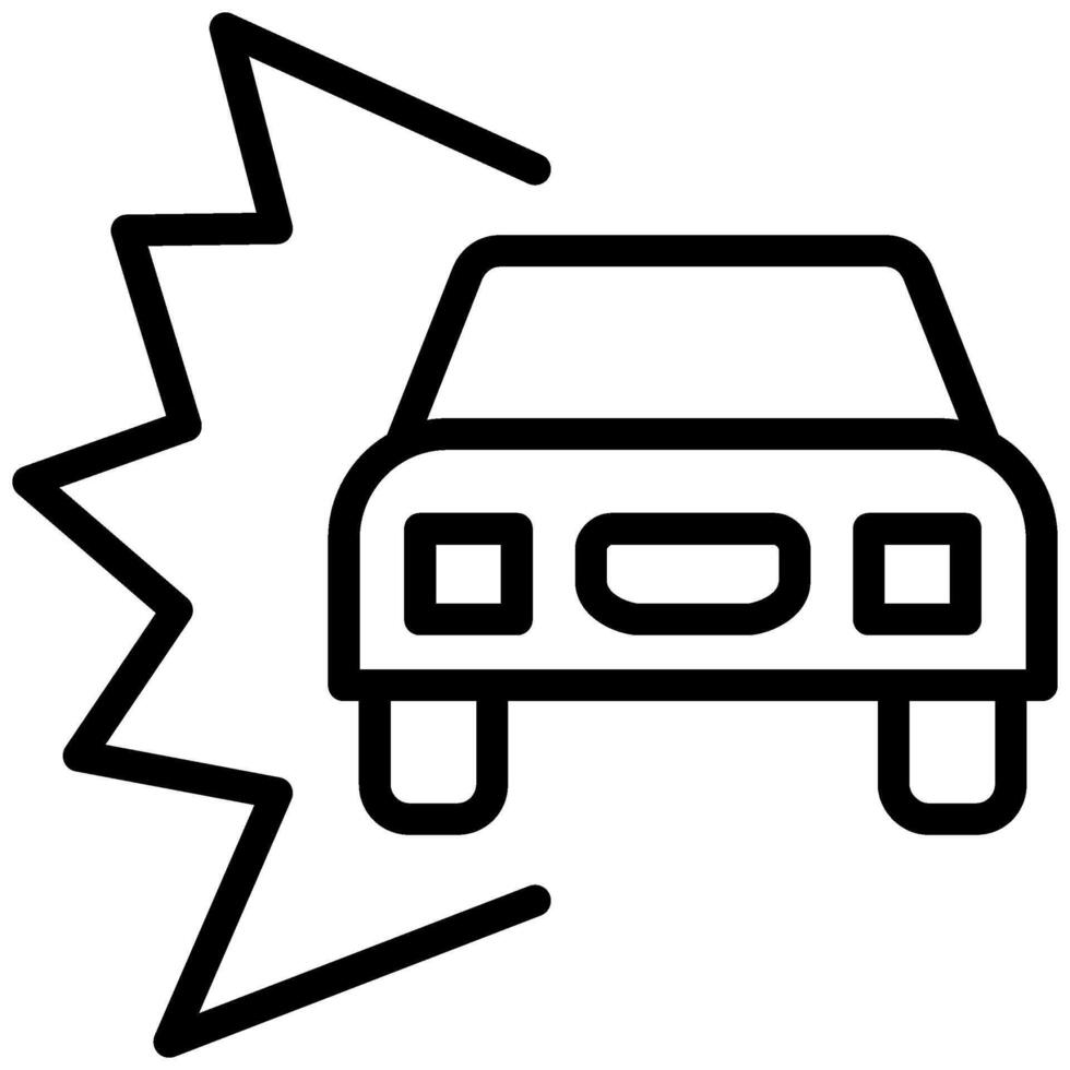 Car Accident Icon, Black And White Outline Icon Symbol vector