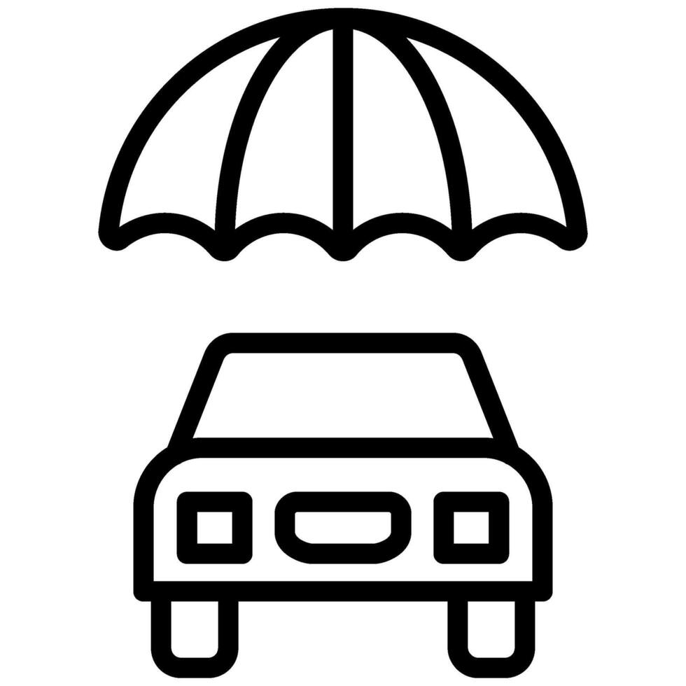 Car Insurance Icon, Black And White Outline Icon Symbol vector