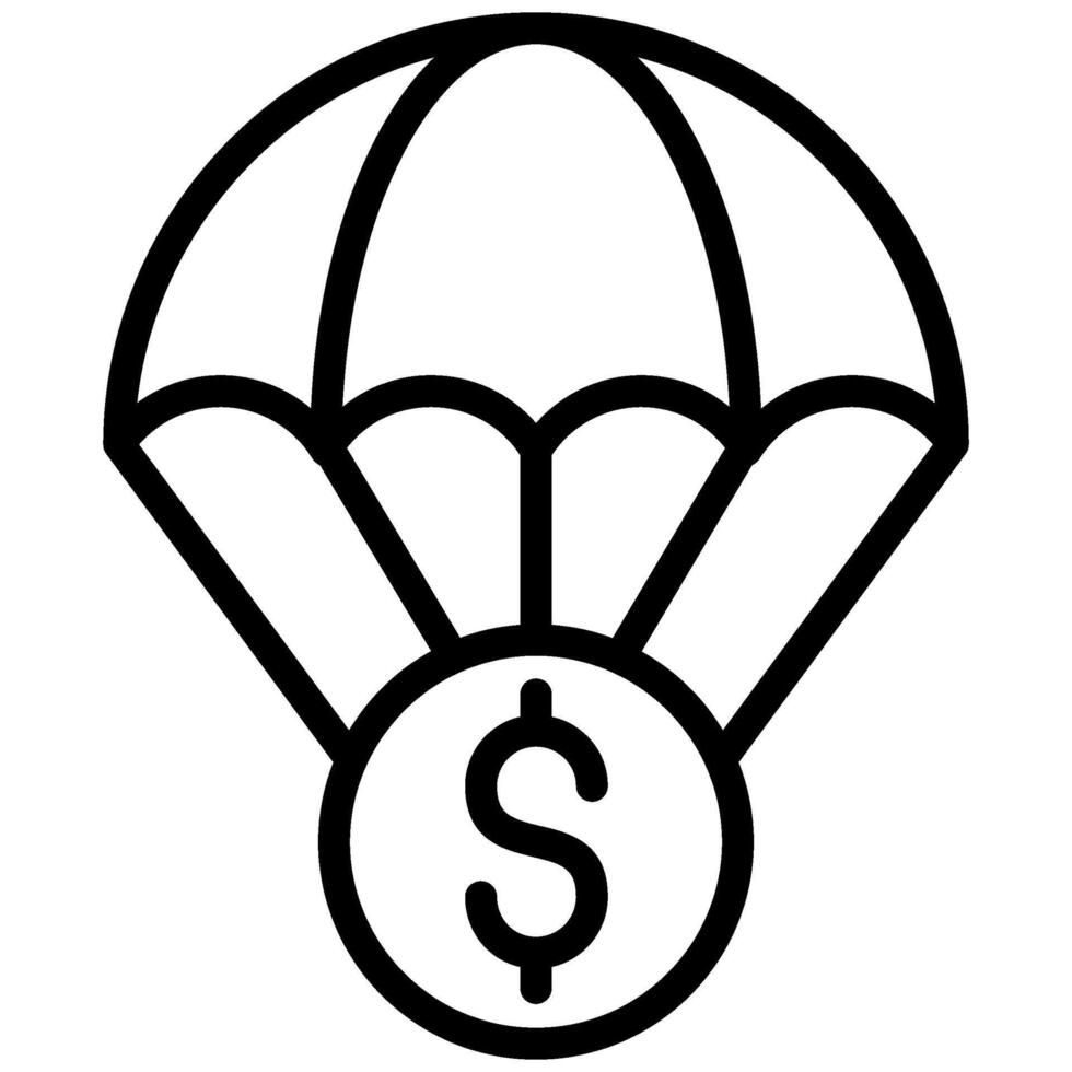 parachute dollar icon vector