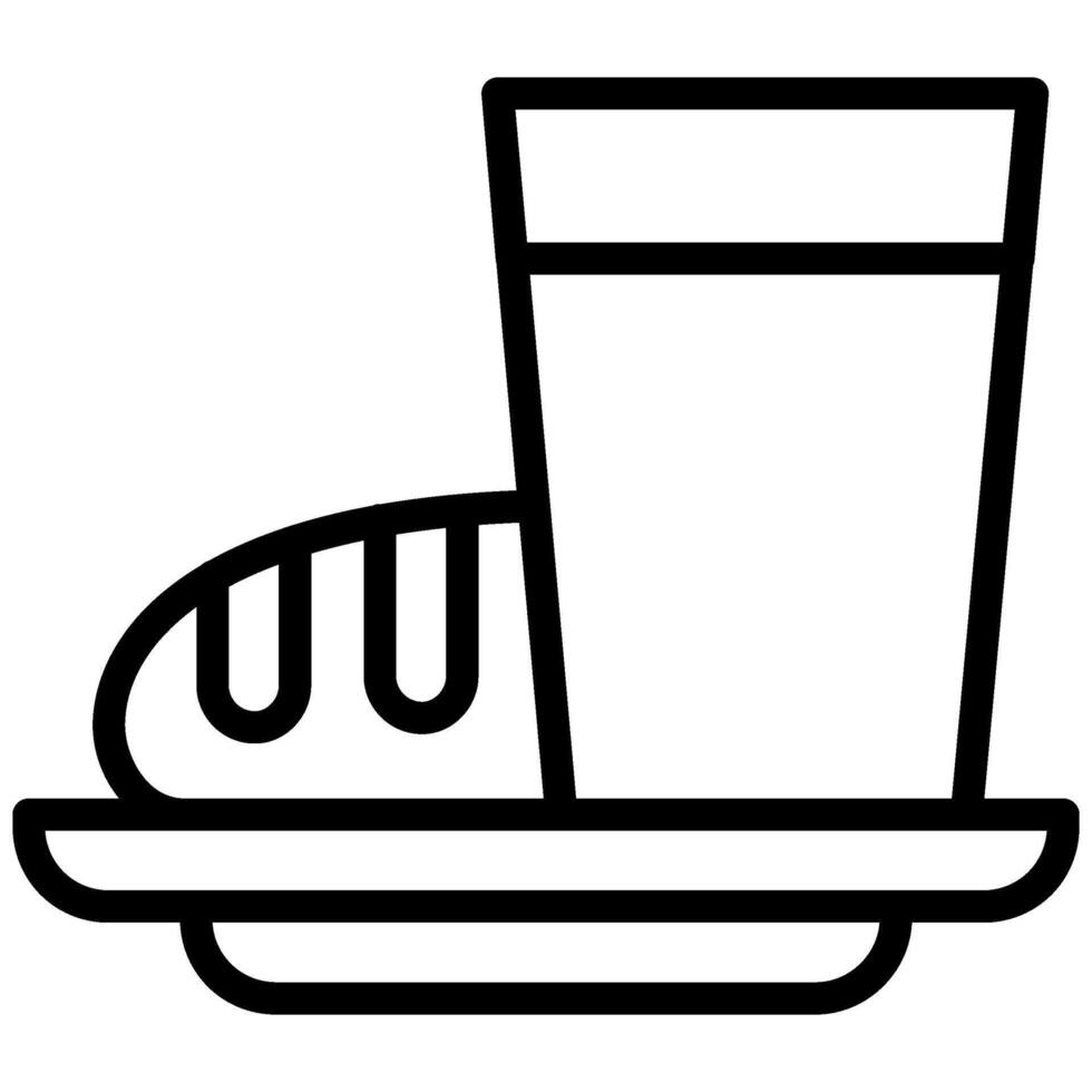 Bread and milk Icon, Black And White Outline Icon Symbol vector
