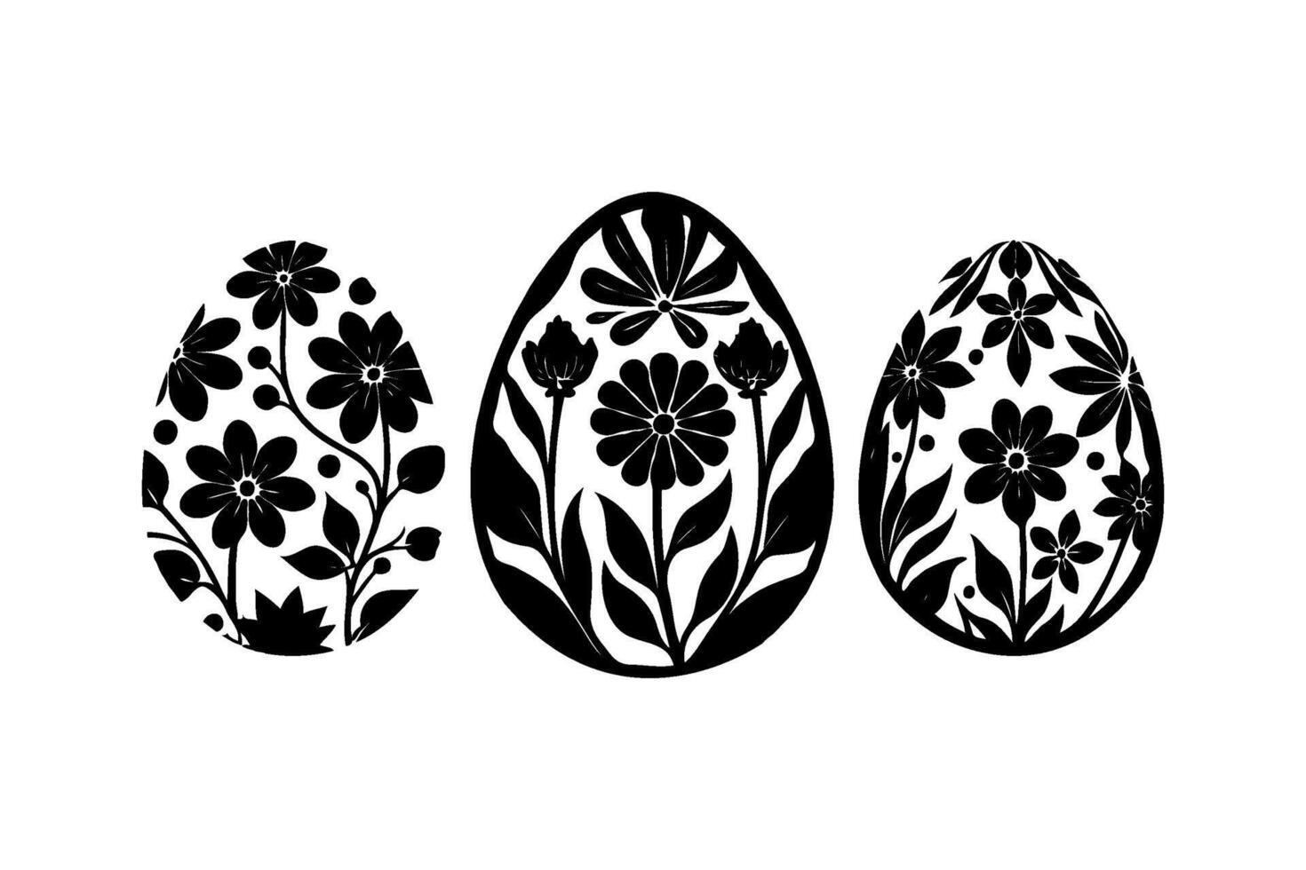 Decorative Silhouette Floral Easter Easter Eggs Design. Concept of spring celebration Easter vector