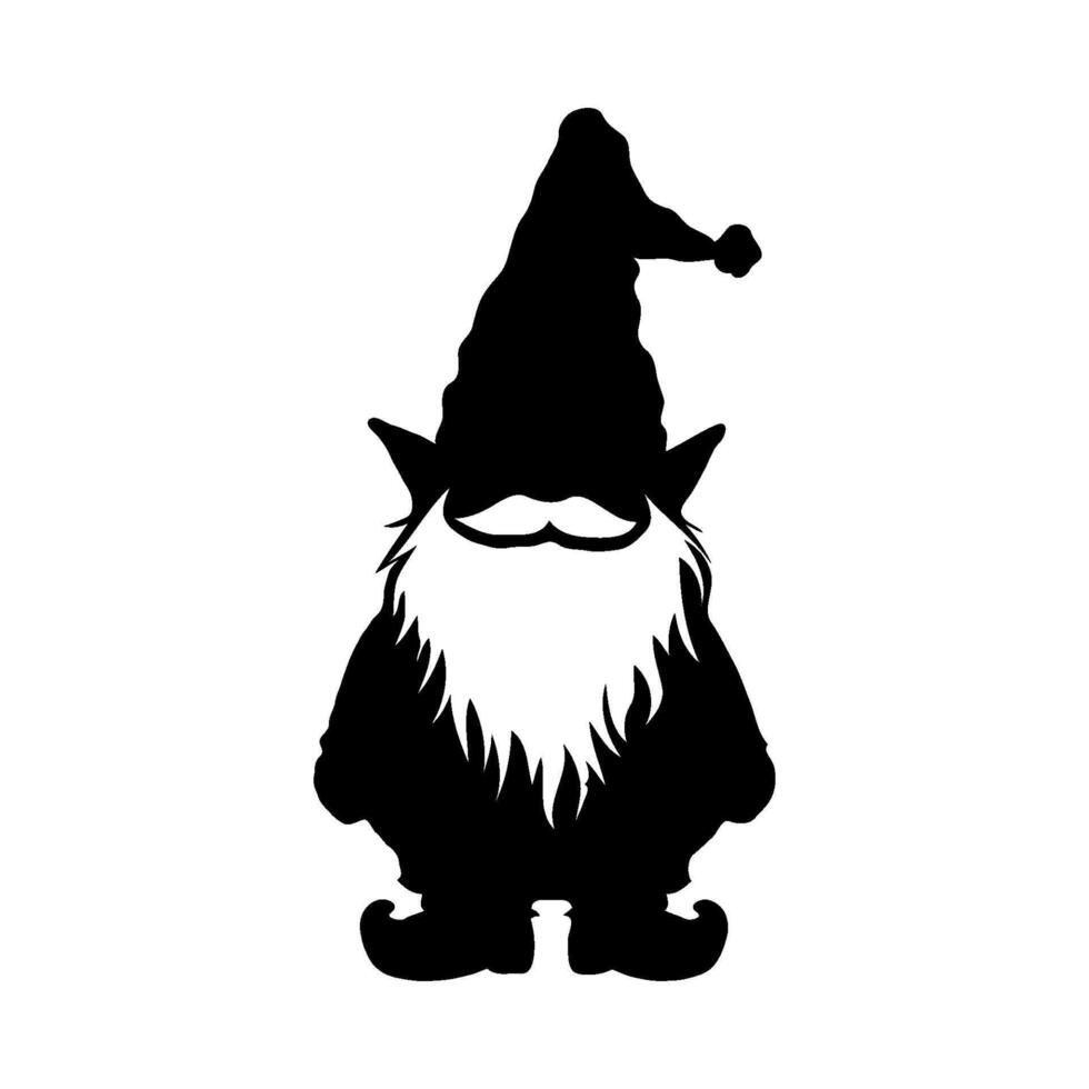Silhouette gnome with a black hat on a white background. vector