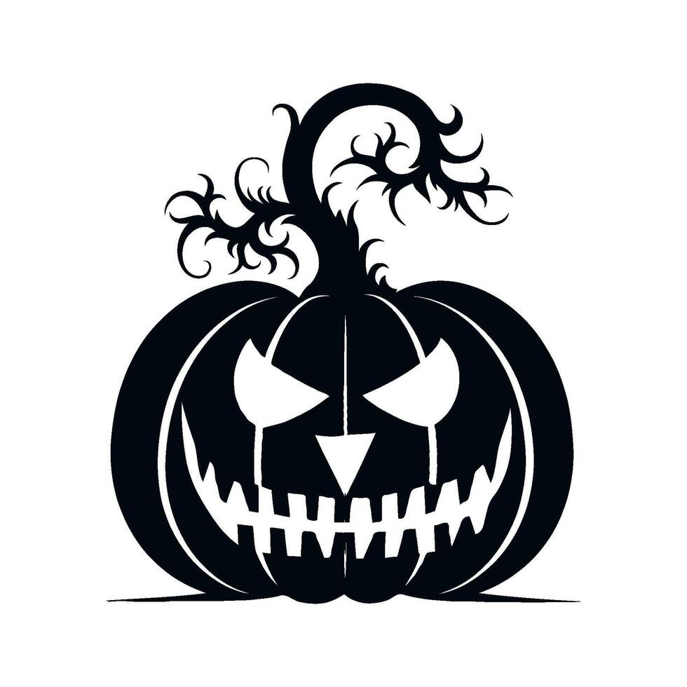 Halloween pumpkin. The pumpkin has a scary face. silhouette isolated on white background. vector