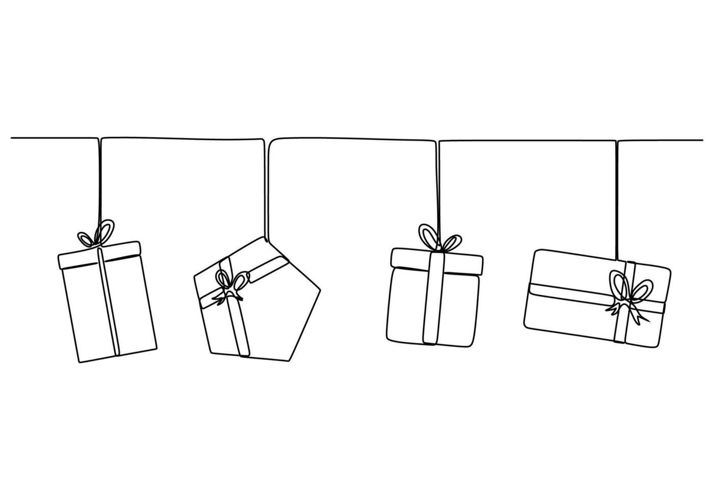 Continuous Line Drawing Happy Birthday Typography with Gift Box vector