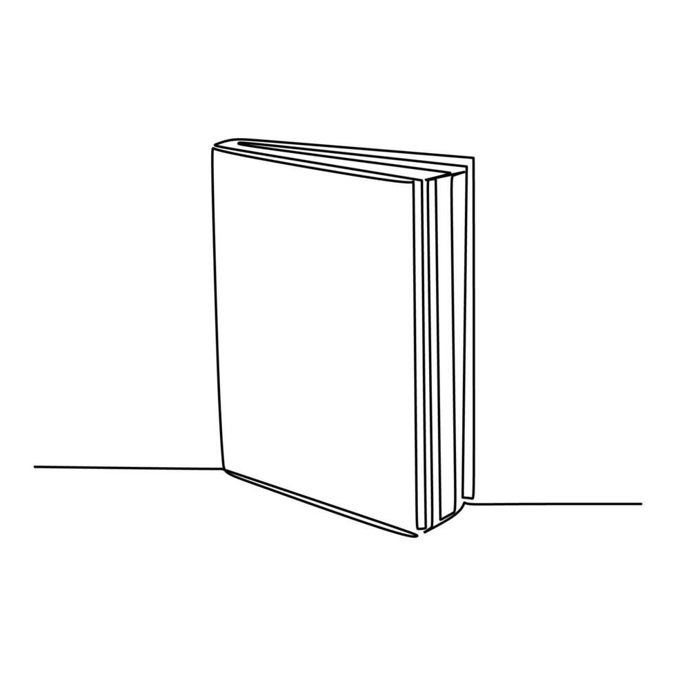 Book Single Line Art Illustration Isolated White. vector