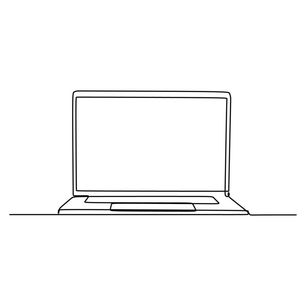 Single Line Art of Laptop Isolated Background. vector