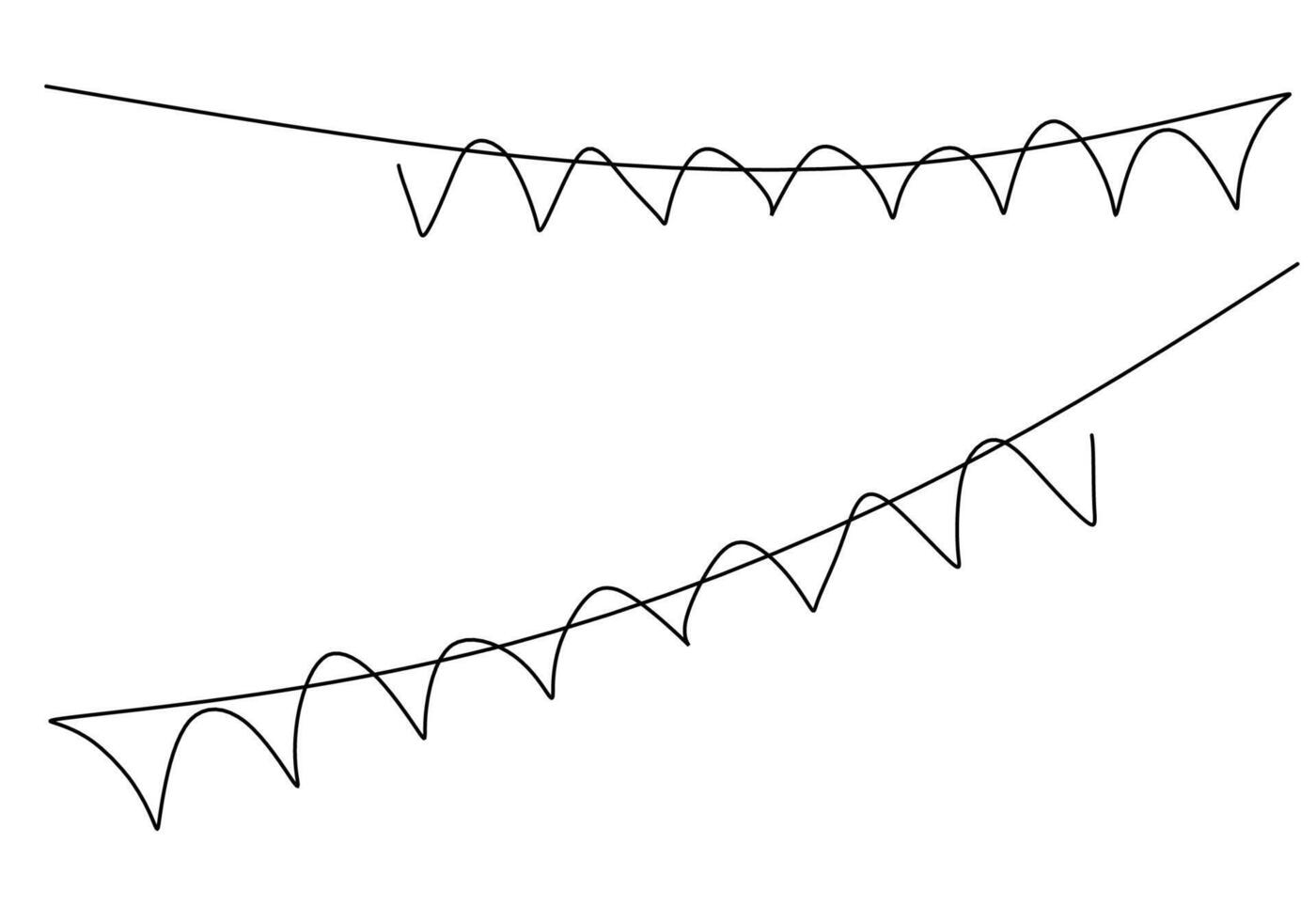 Continuous Line Drawing. Hanging Flag Garland. vector