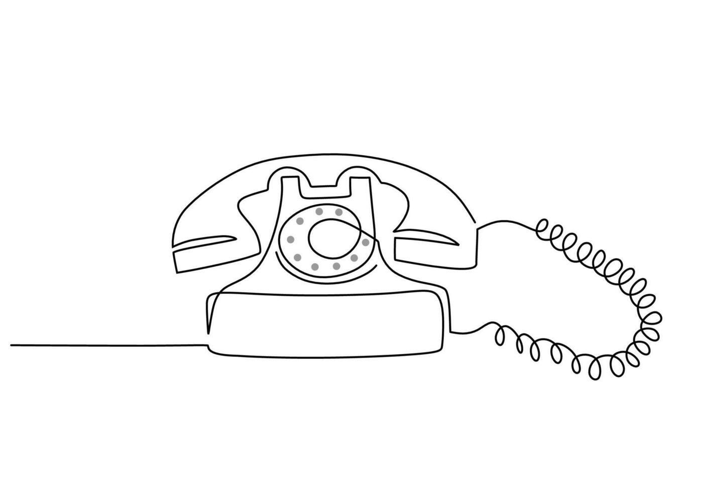 Vintage Phone Continuous One Line Art. vector