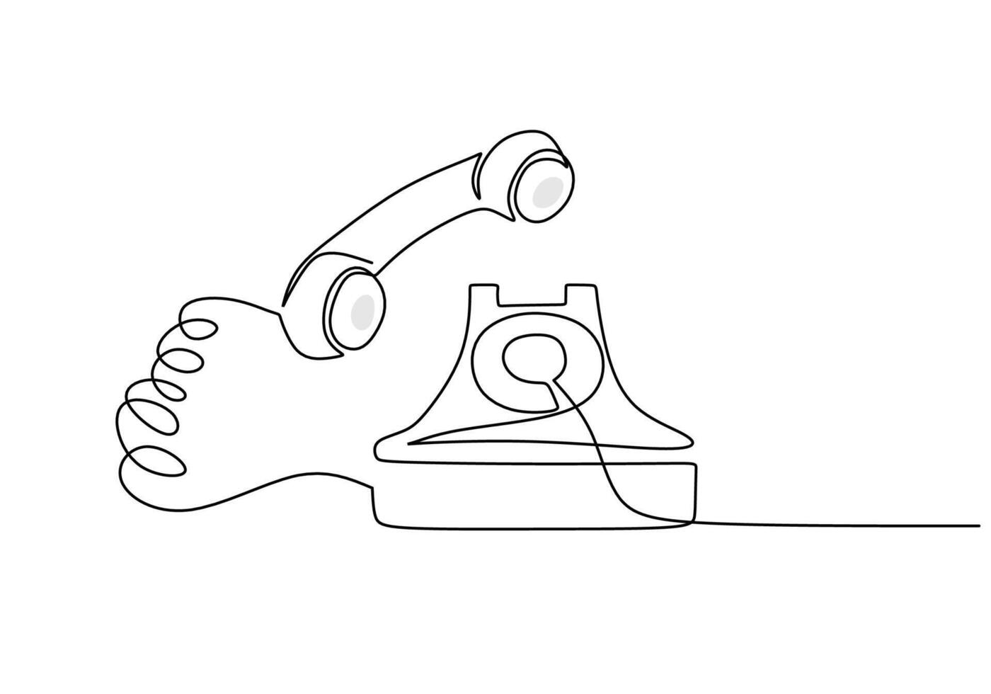 Retro Telephone Continuous Single Line Drawing. vector