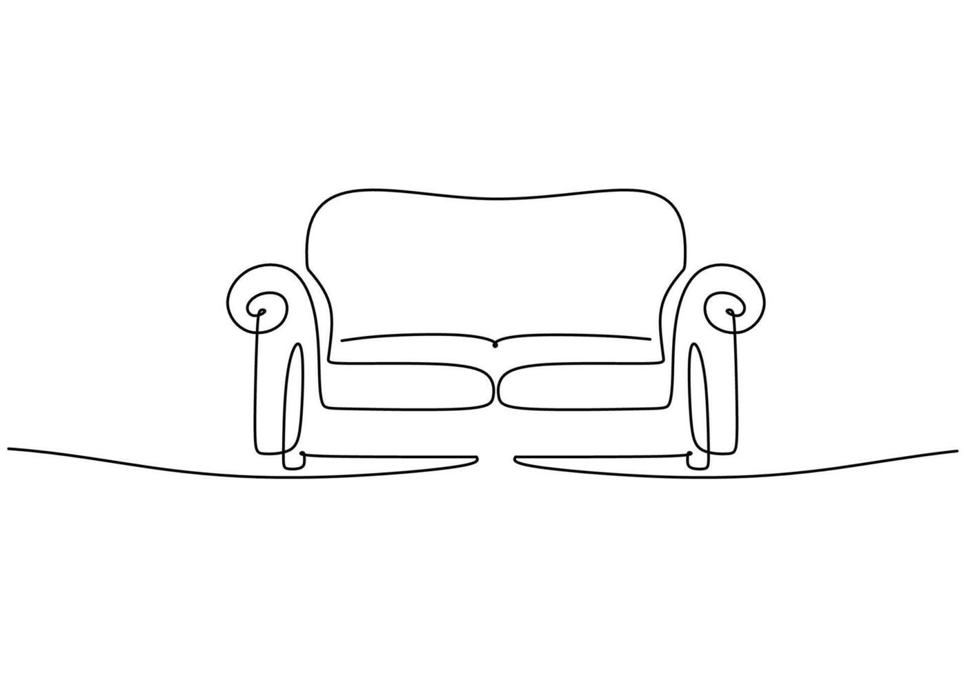 Sofa Single Continuous Line Art White. vector