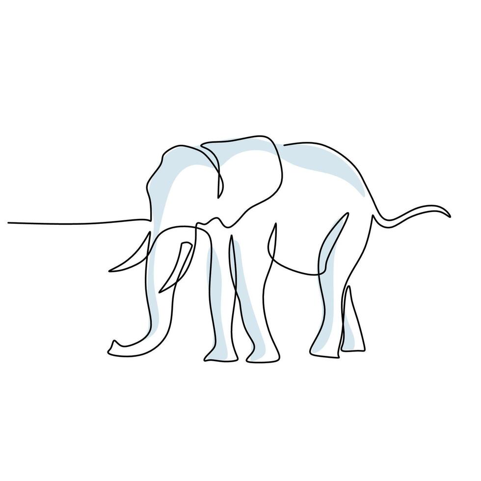 Big Elephant One Continuous Line Art. vector