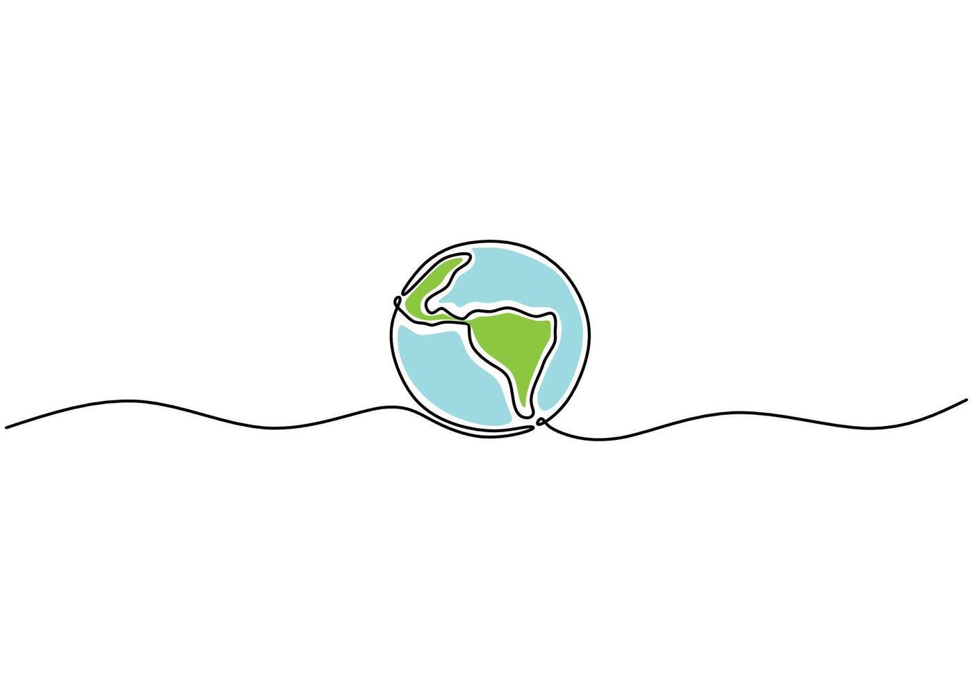 Blue Earth One Line Design Illustration vector