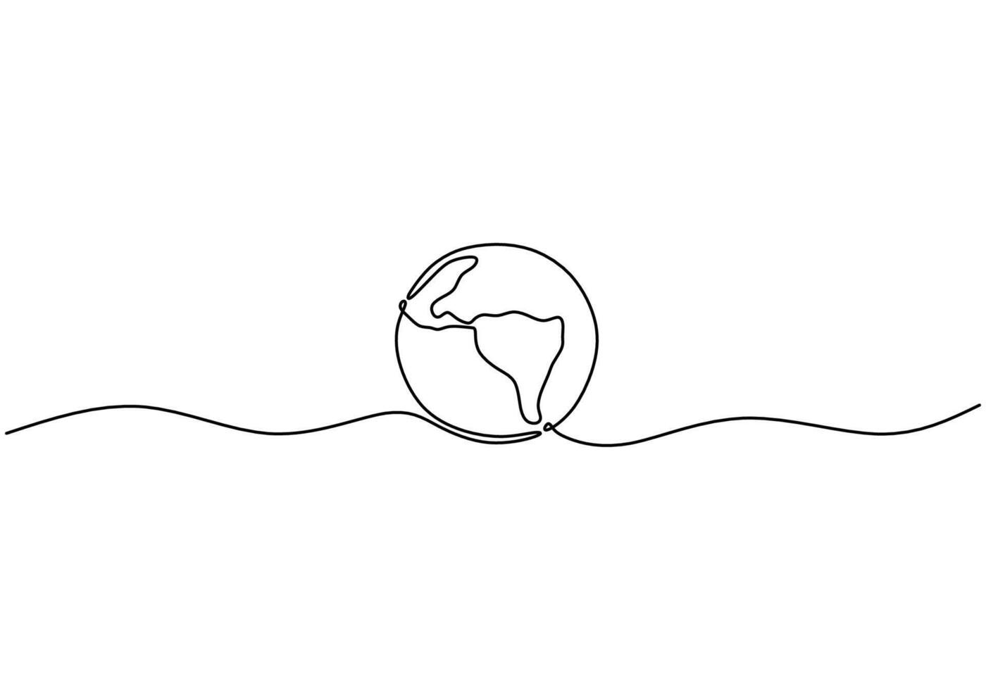 One Line Earth Hand Drawn Minimalism vector