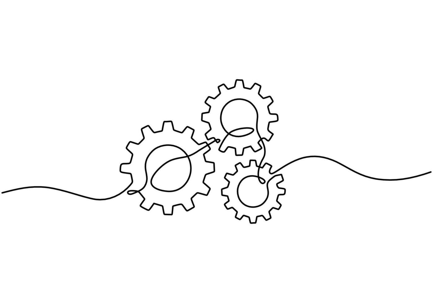 Gears Wheel Continuous Line Drawing Illustration vector