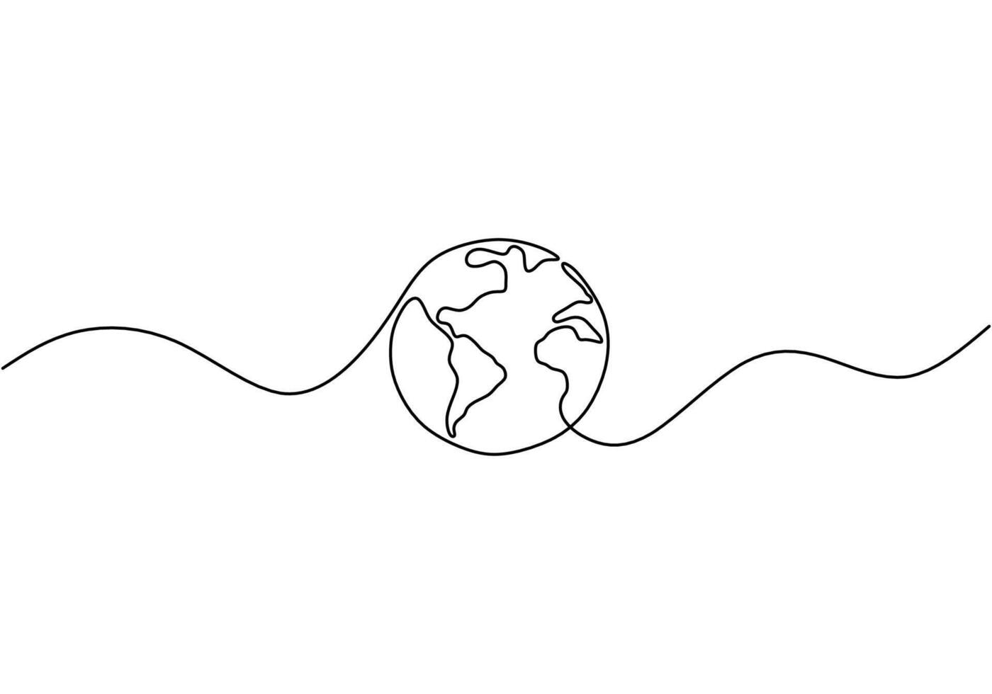 Earth Globe Continuous Line Drawing vector