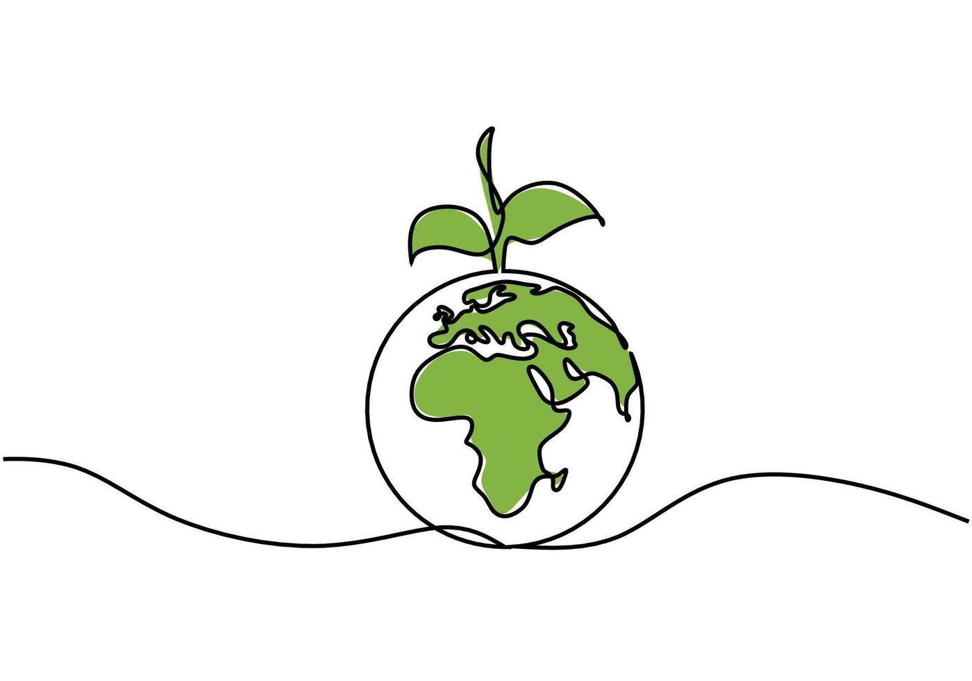 Eco Concept Earth Leaves One Line vector