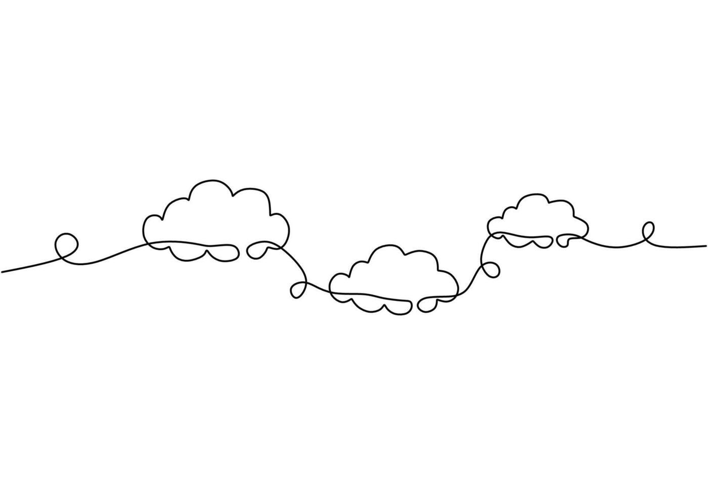 Minimalist Clouds Single Line Illustration vector
