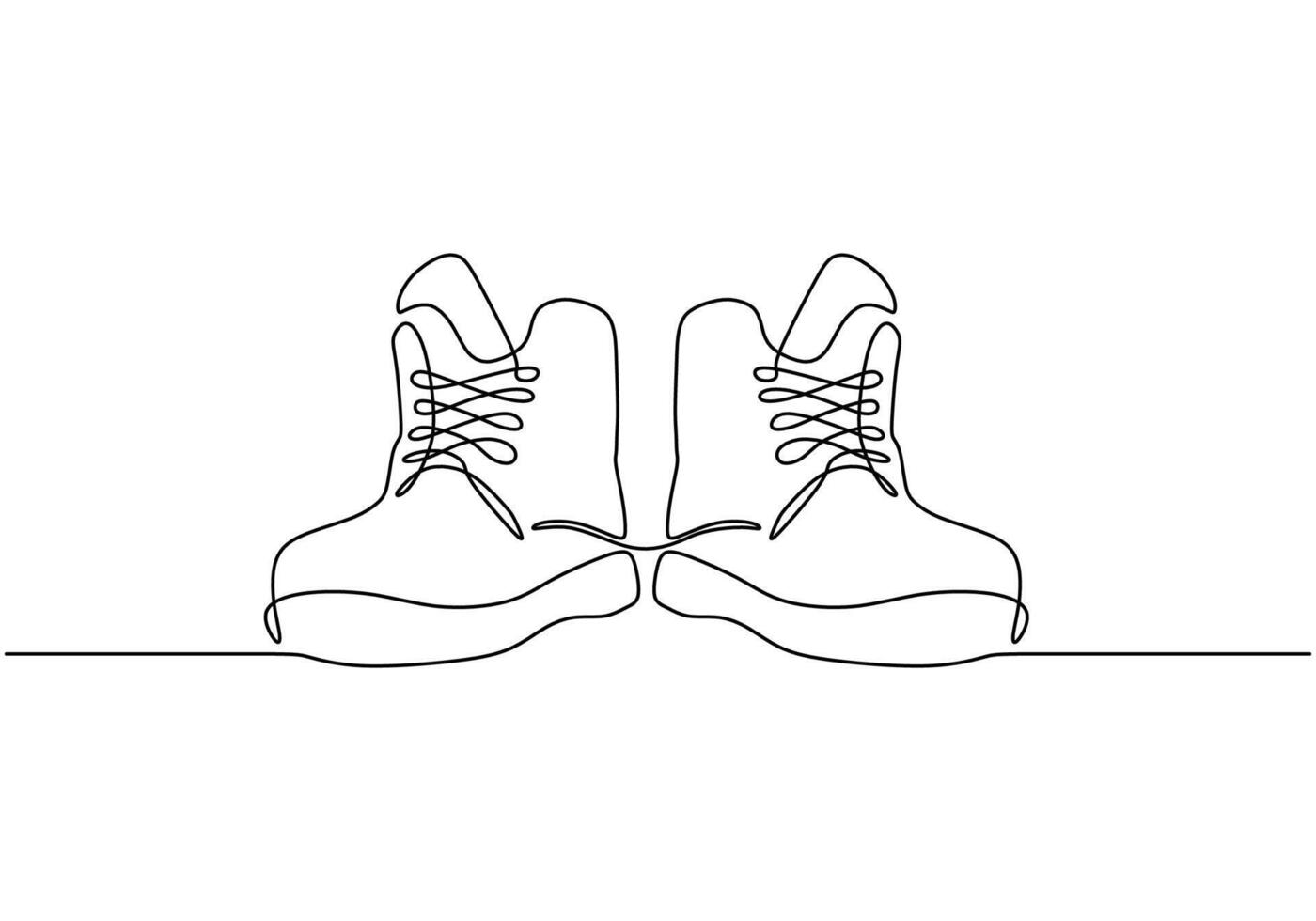 Pair of Shoes Boots Line Drawing vector
