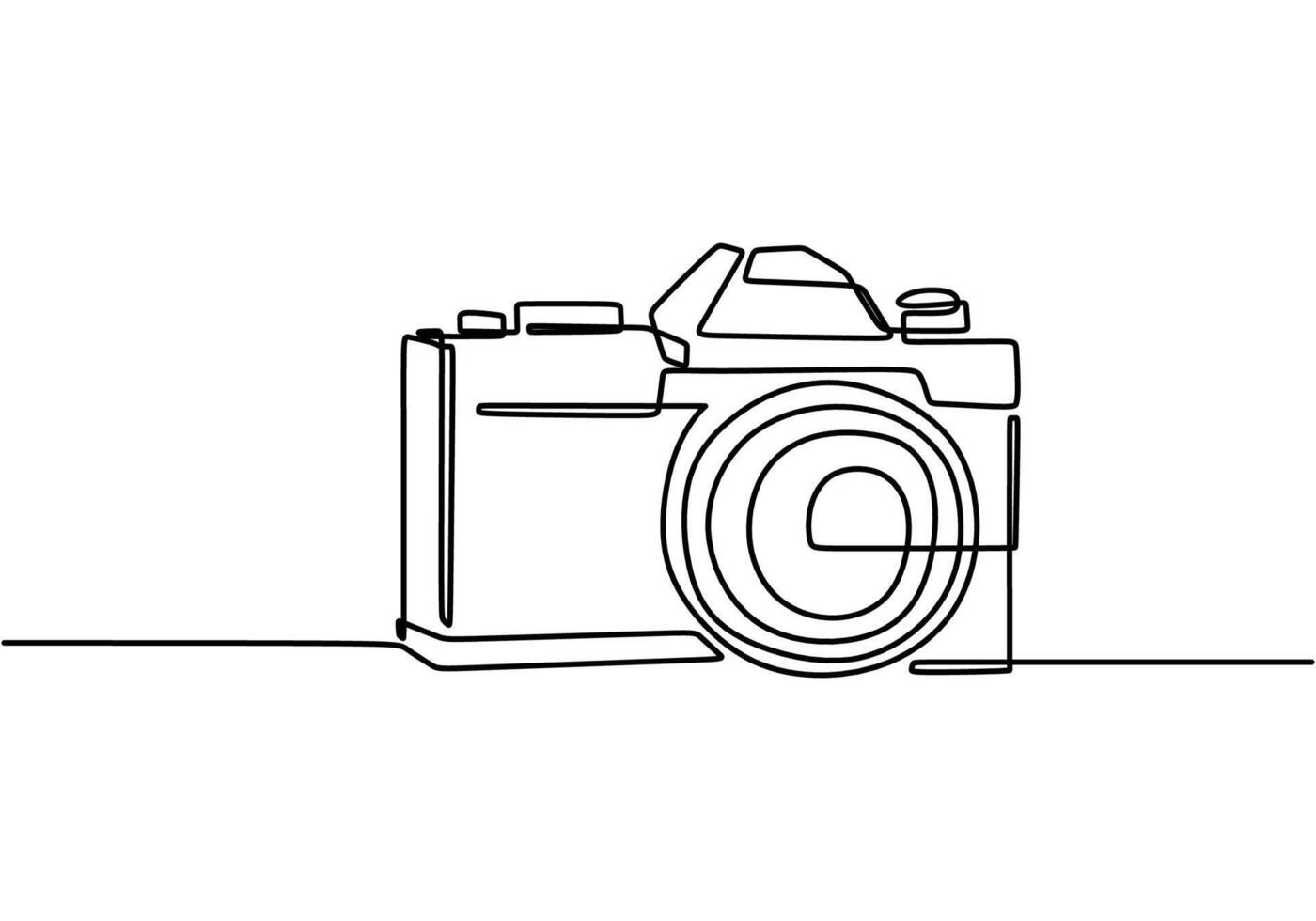 One Line Art of DSLR Camera vector