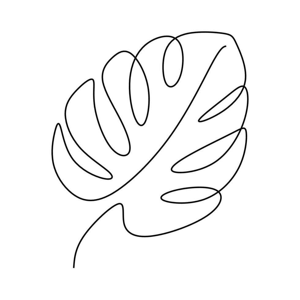 Minimalist Monstera Leaf Continuous Line vector