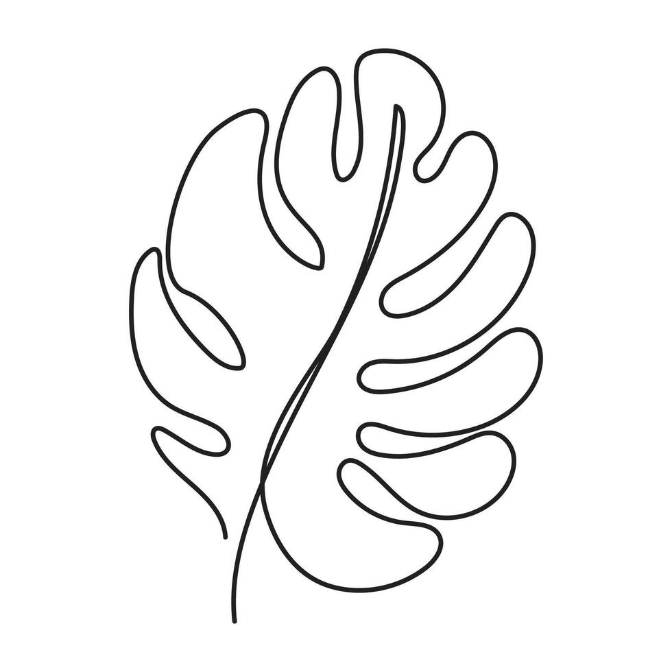 Monstera Leaf Continuous One Line Art vector