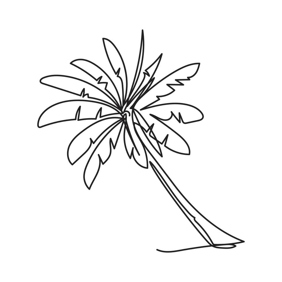 One Line Drawing Coconut Palm Tree vector