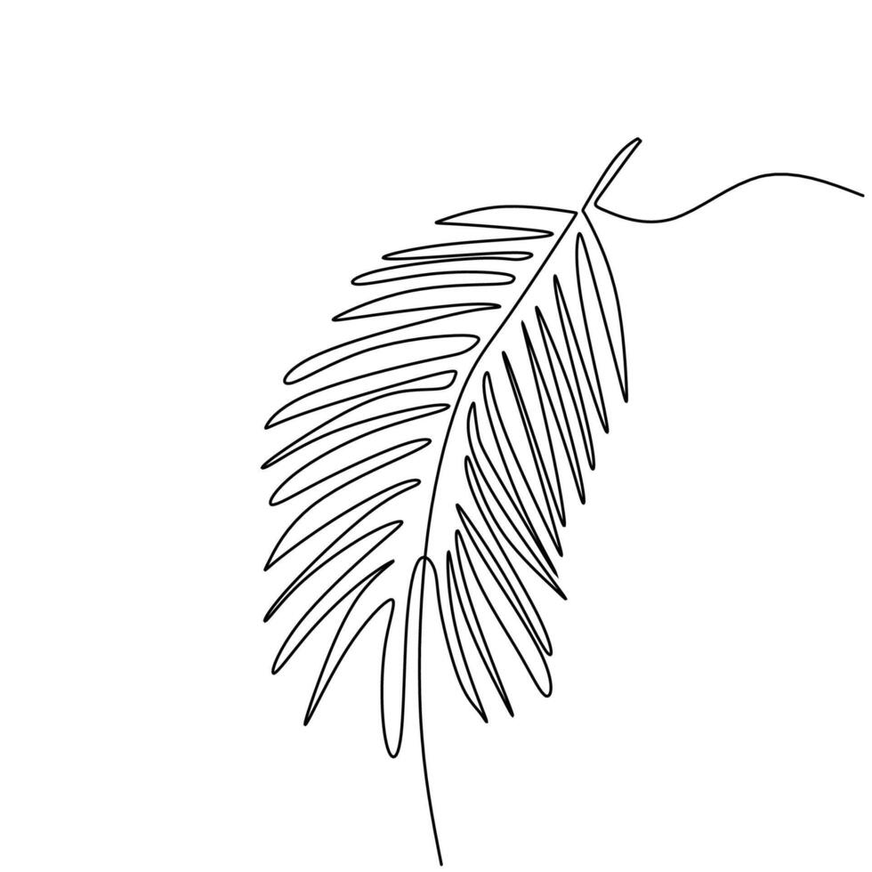 Palm Leaf Continuous Line Illustration vector
