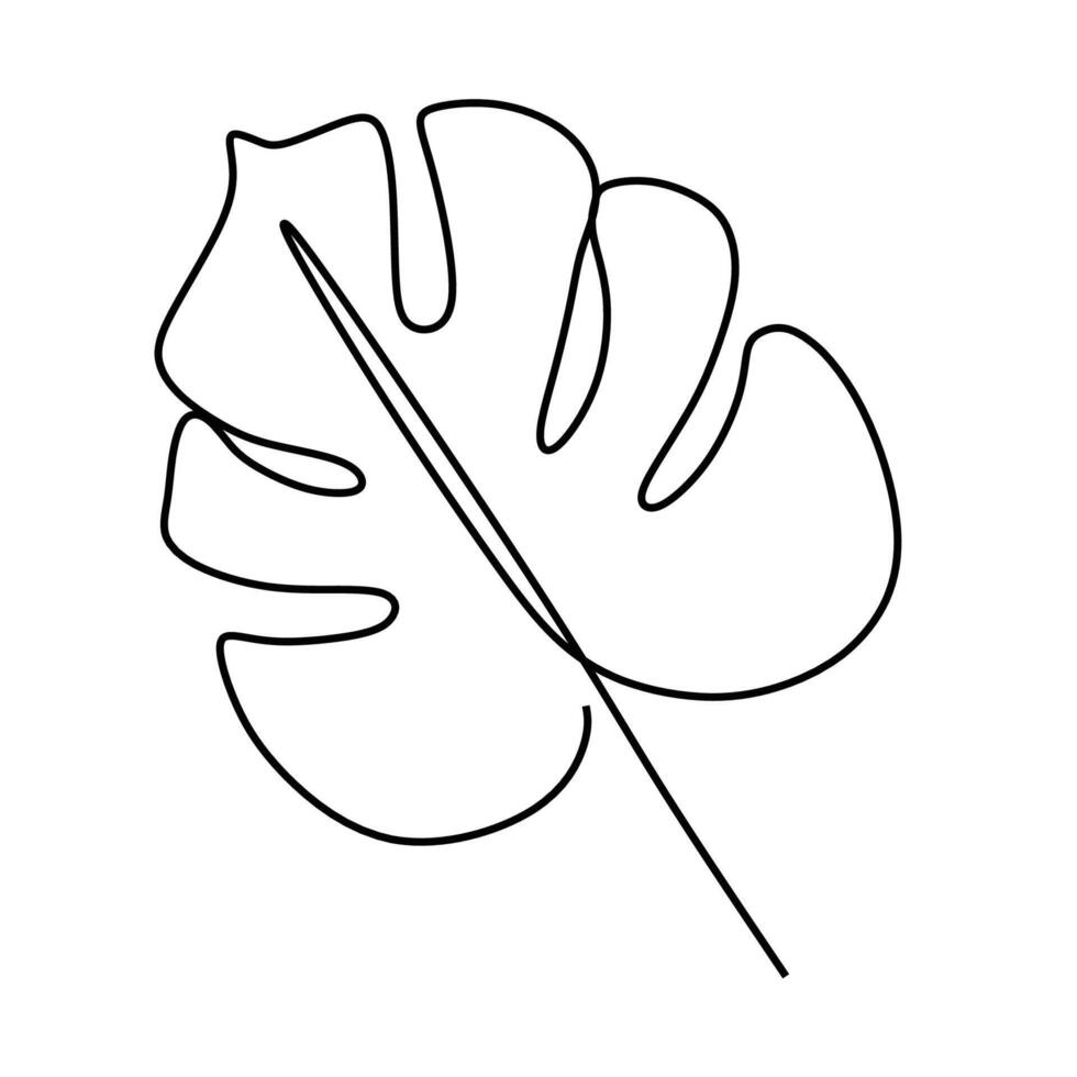 Monstera Leaf Simple Single Line vector
