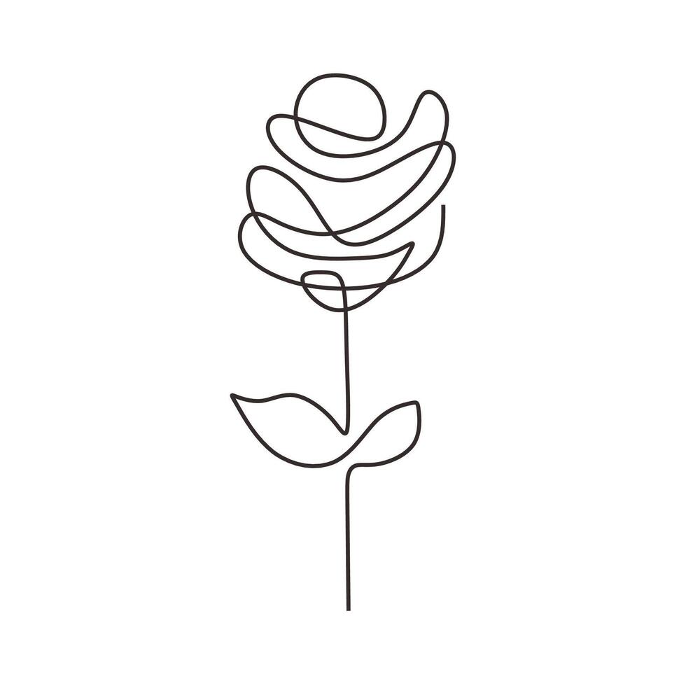 Rose Flower Continuous One Line Art vector