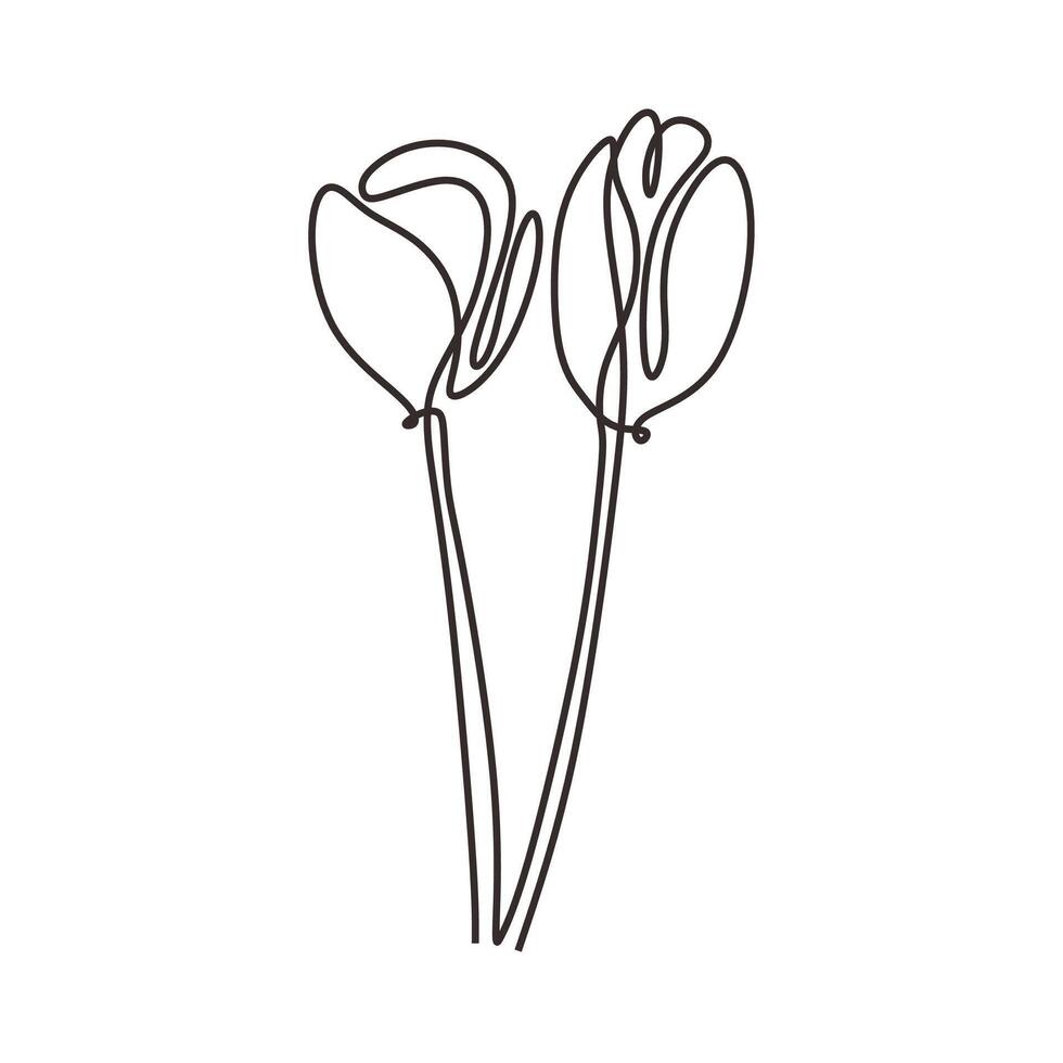 Tulip One Line Art Drawing Design vector