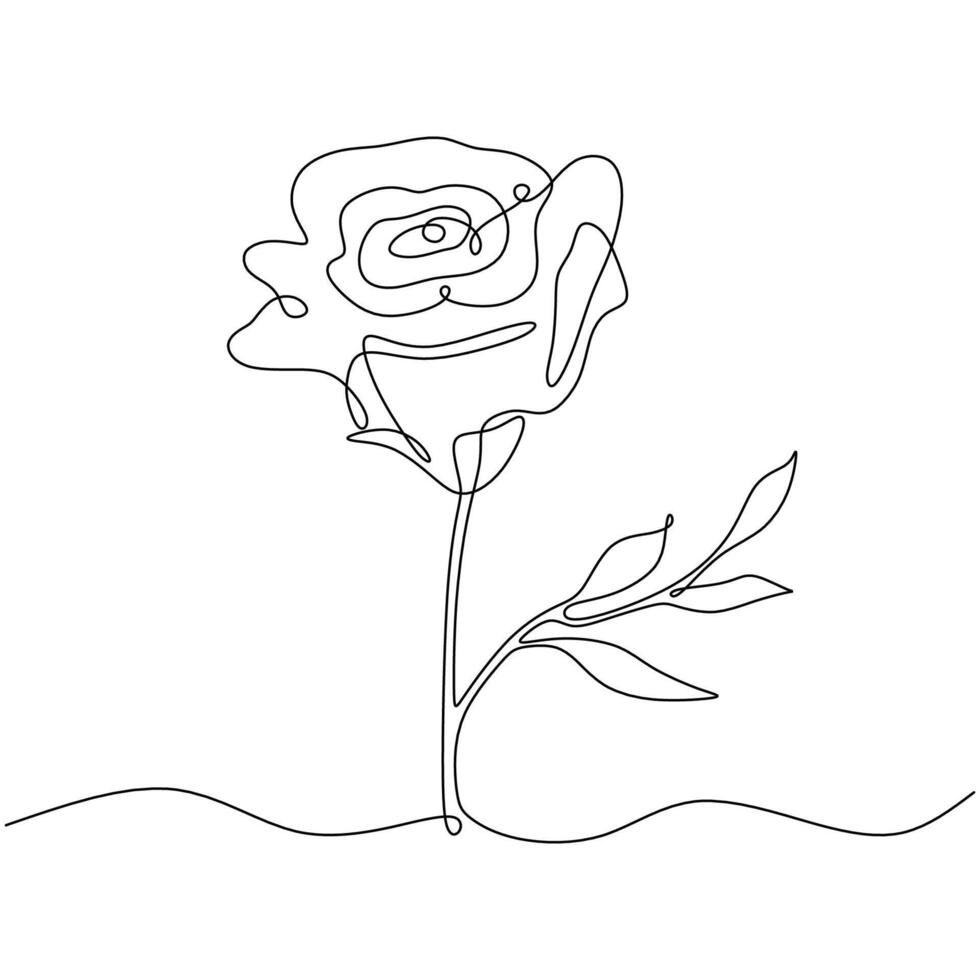 Minimalist Rose Continuous Line Design drawing vector