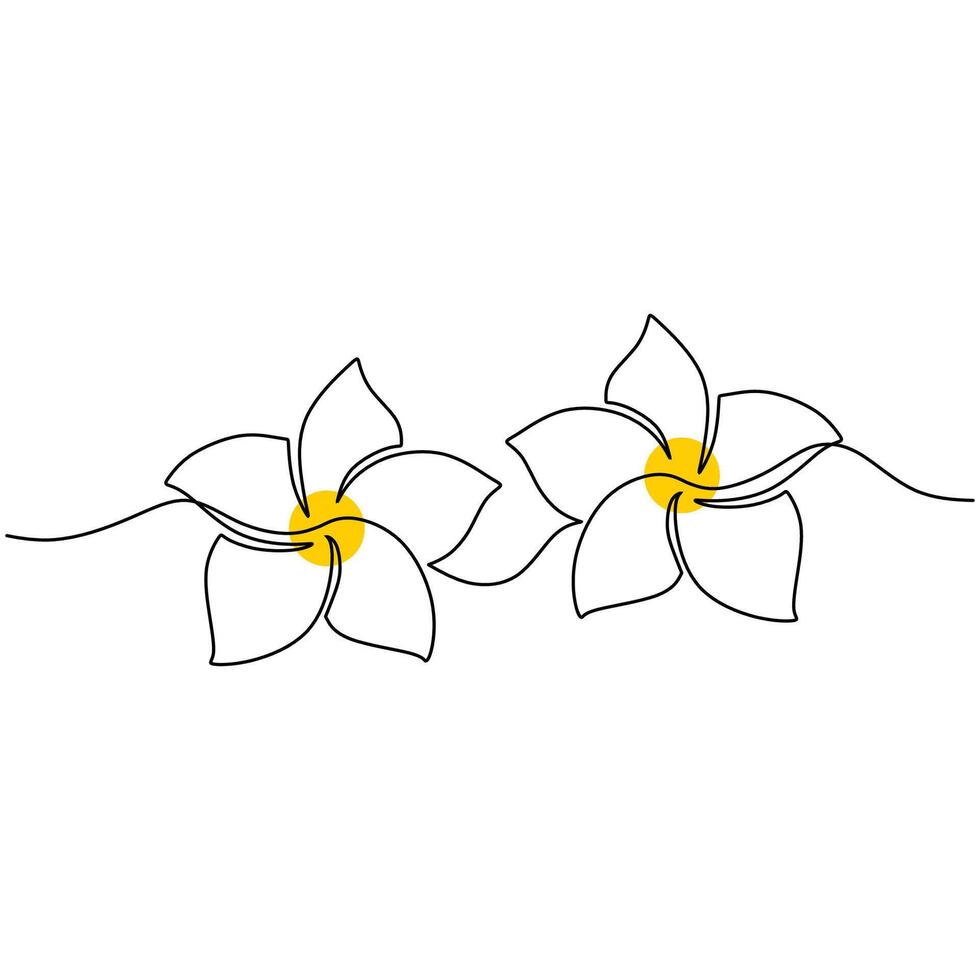 Tropical Plumeria Continuous Line drawing Art vector