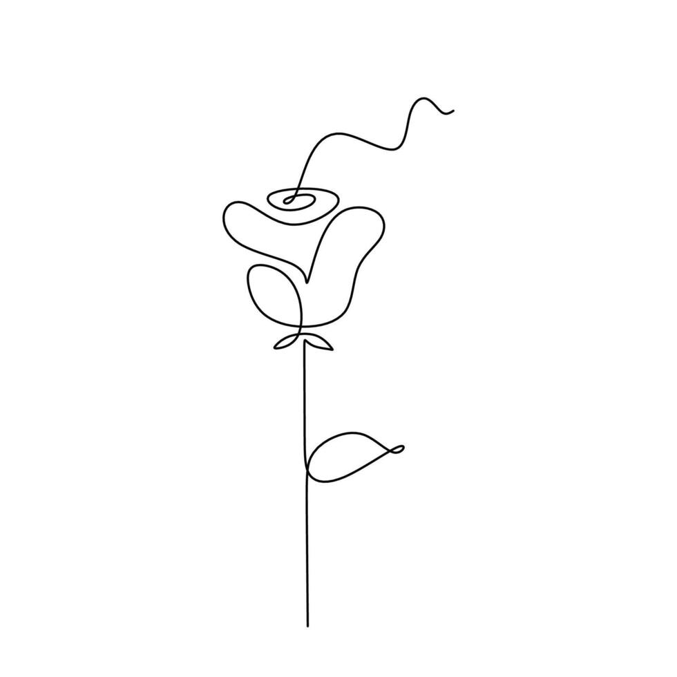Rose Botanical Concept One Line drawing vector