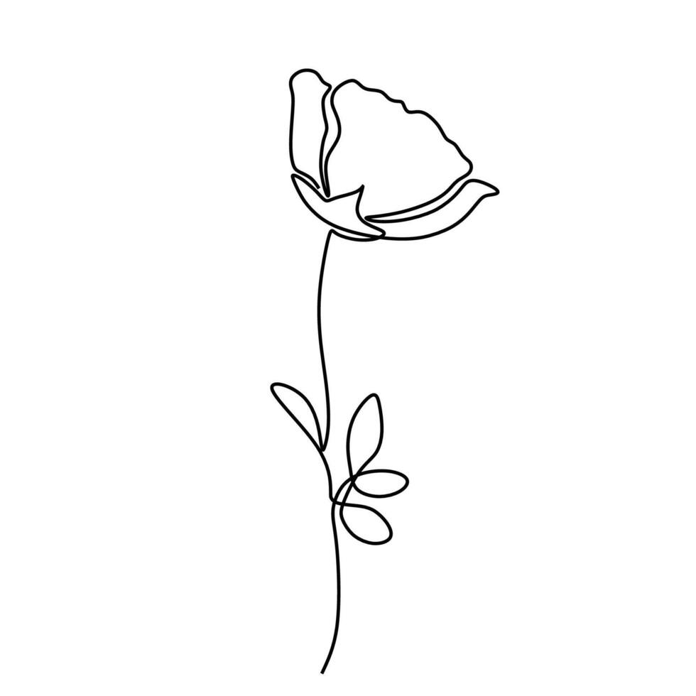 Minimalist Botanical Rose One Line Sketch vector