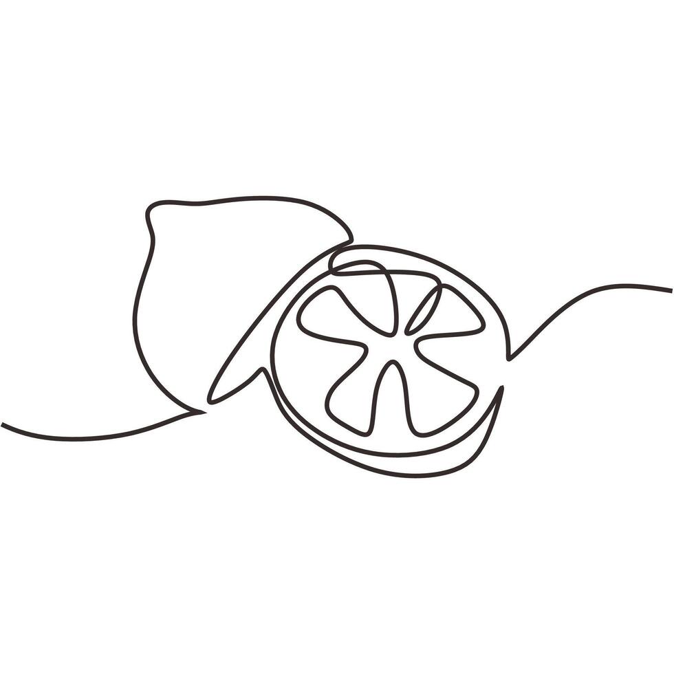 Lemon Fruit Continuous One Line Drawing vector