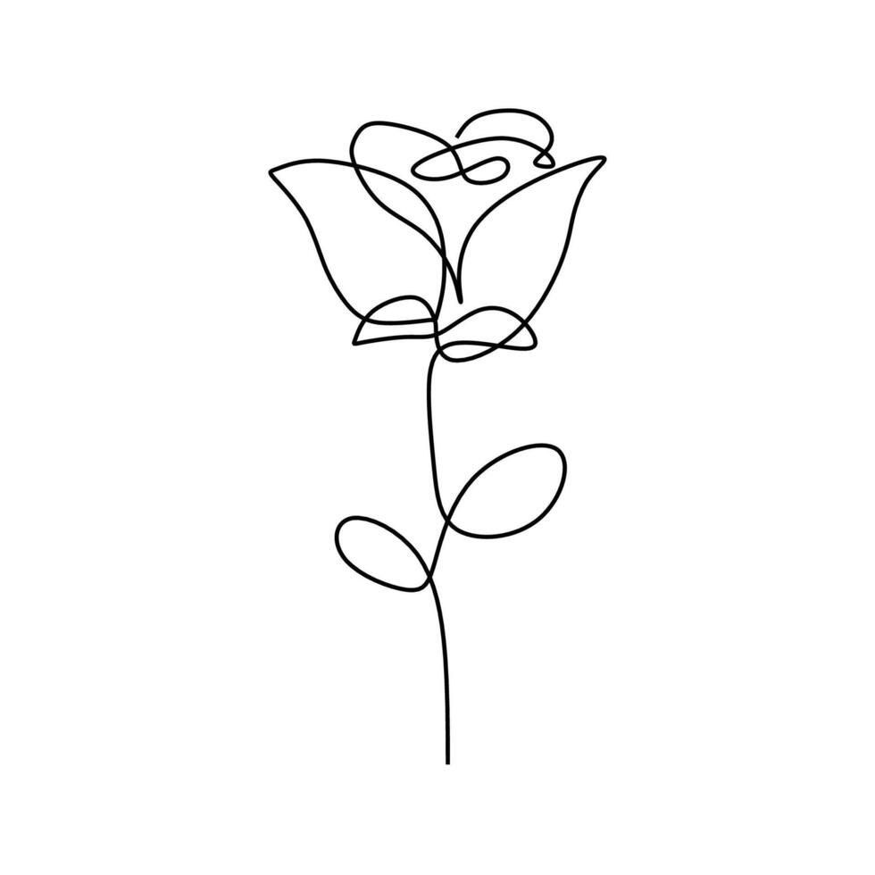 Handdrawn Rose One Line drawing Art vector