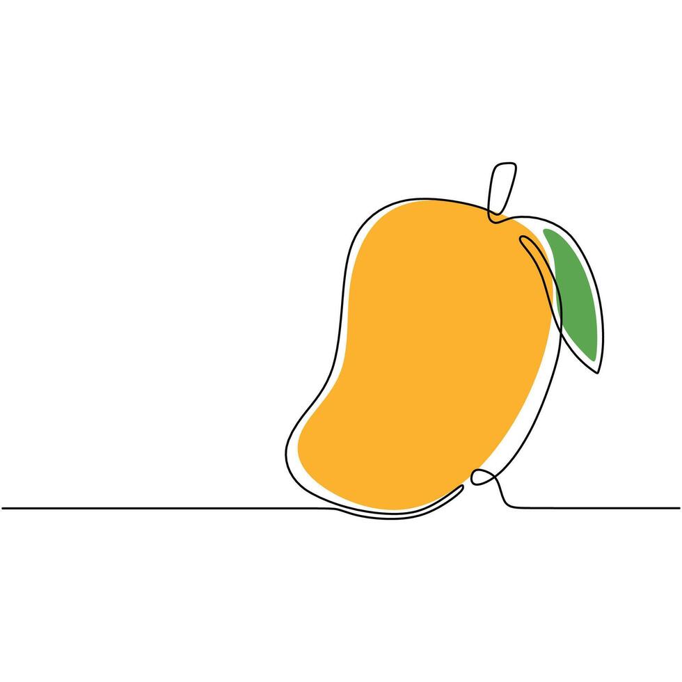 Mango One Line Drawing Fruit Concept vector