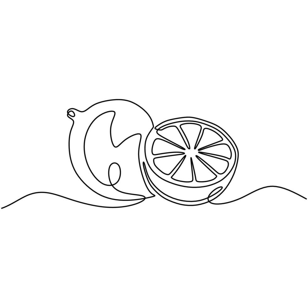 Healthy Lemon Line Drawing Food Concept vector