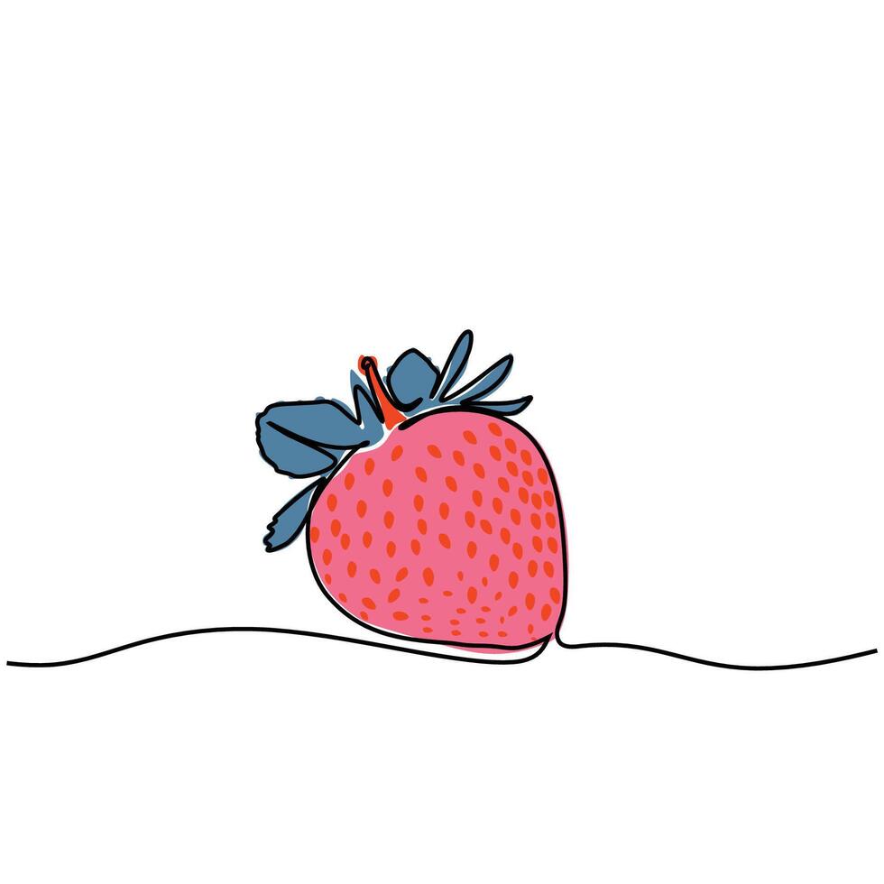 Strawberry Continuous One Line Drawing Art vector