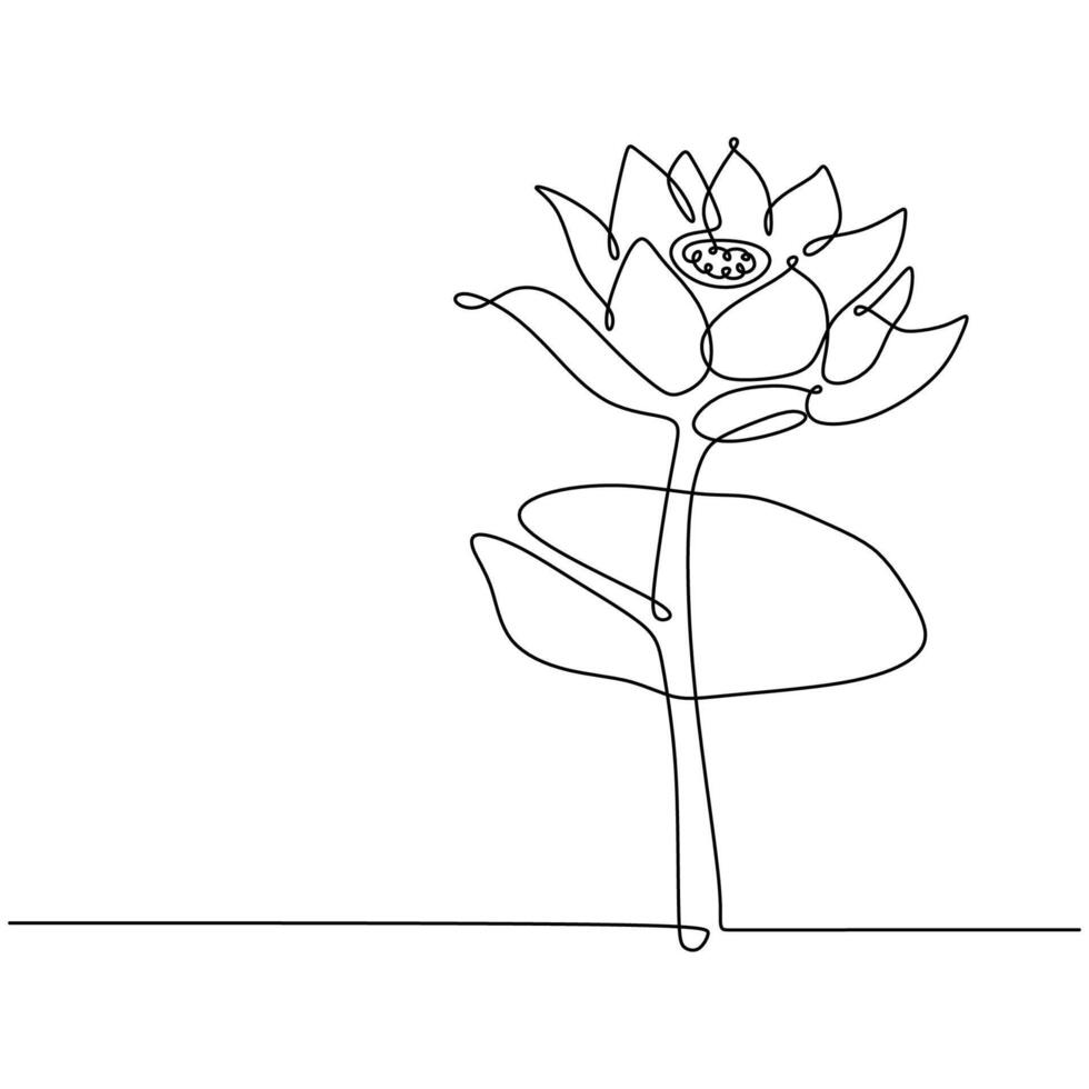 Minimalist Lotus Continuous Line Illustration vector