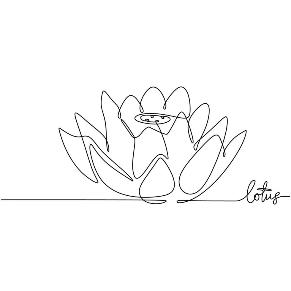 Lotus Flower Continuous Line Art Drawing vector