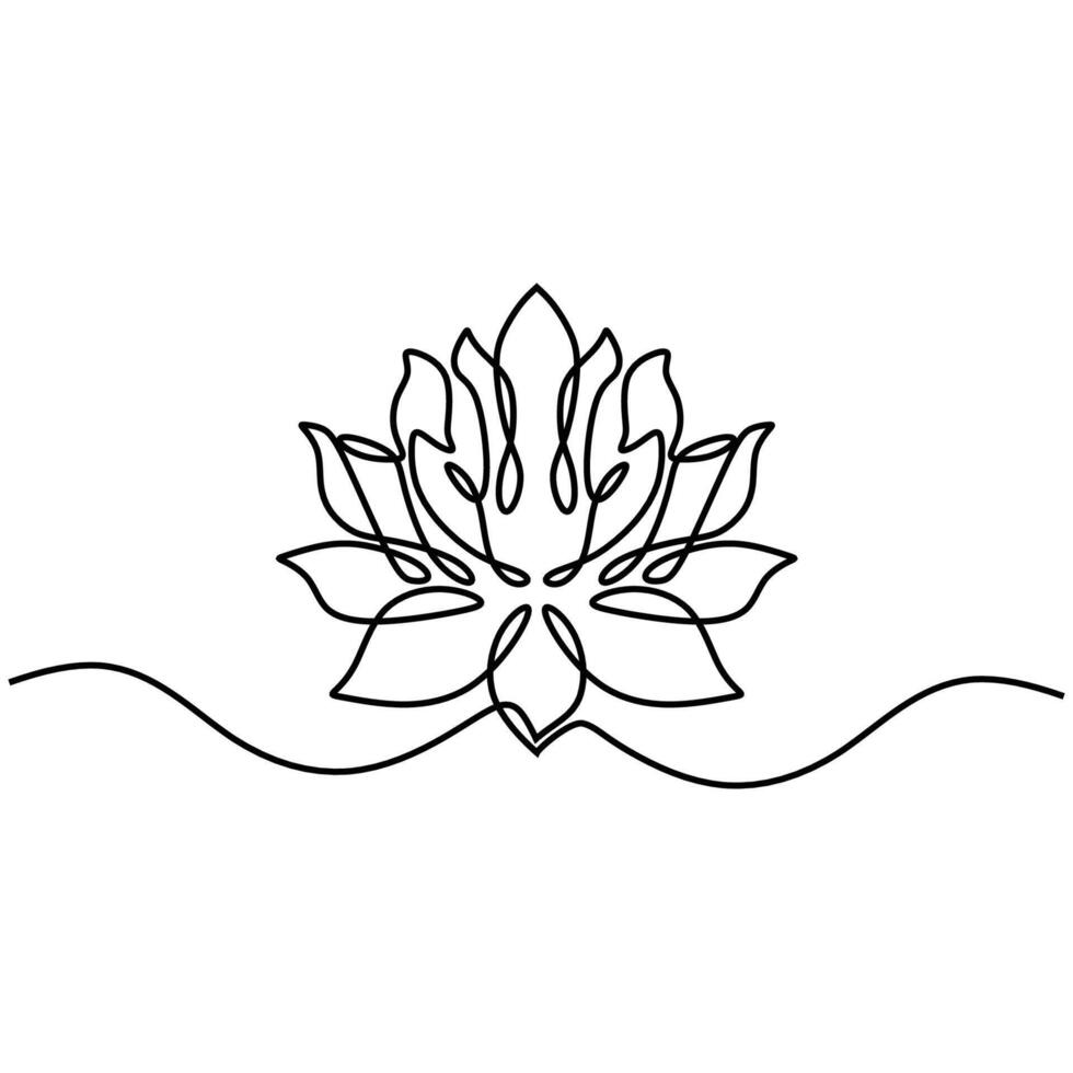 Hand Drawn Lotus Flower Continuous Line vector