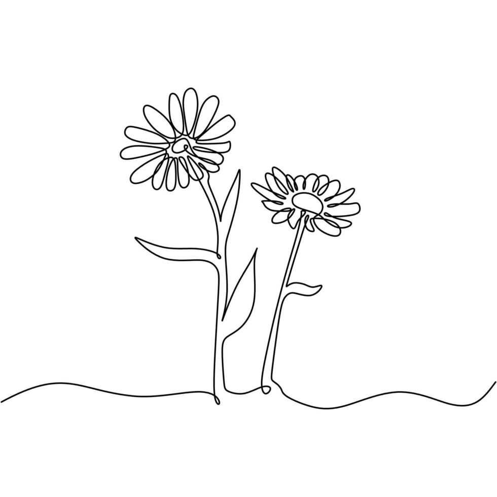 Minimalist Daisy Continuous Line Art Illustration vector